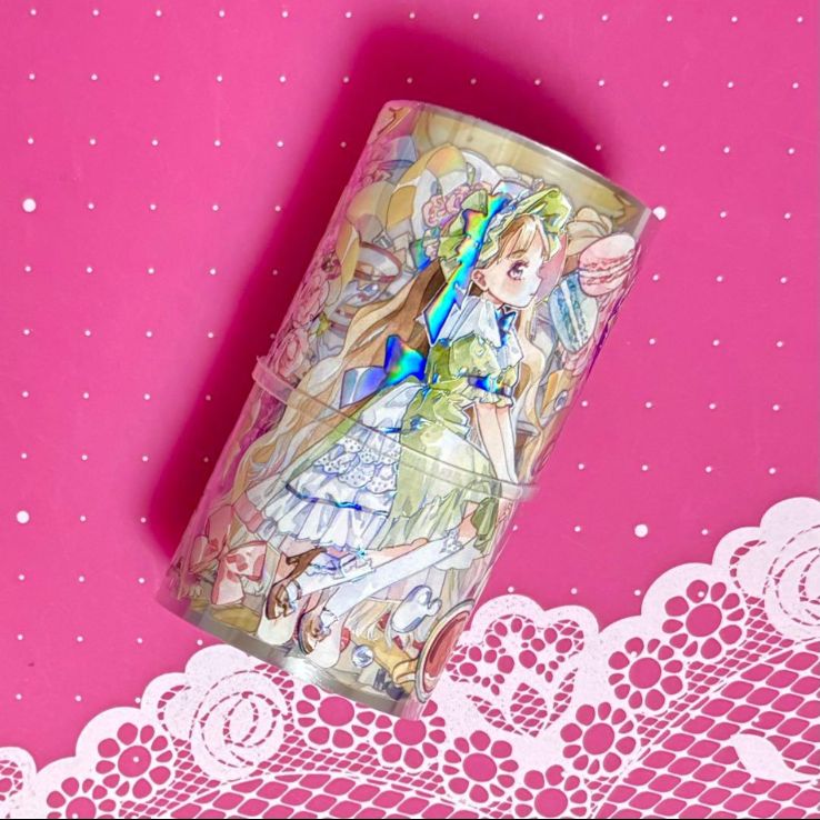 559 虹光 8cm×6m 砂糖物語 半端巻き 海外マスキングテープ 海外マステ