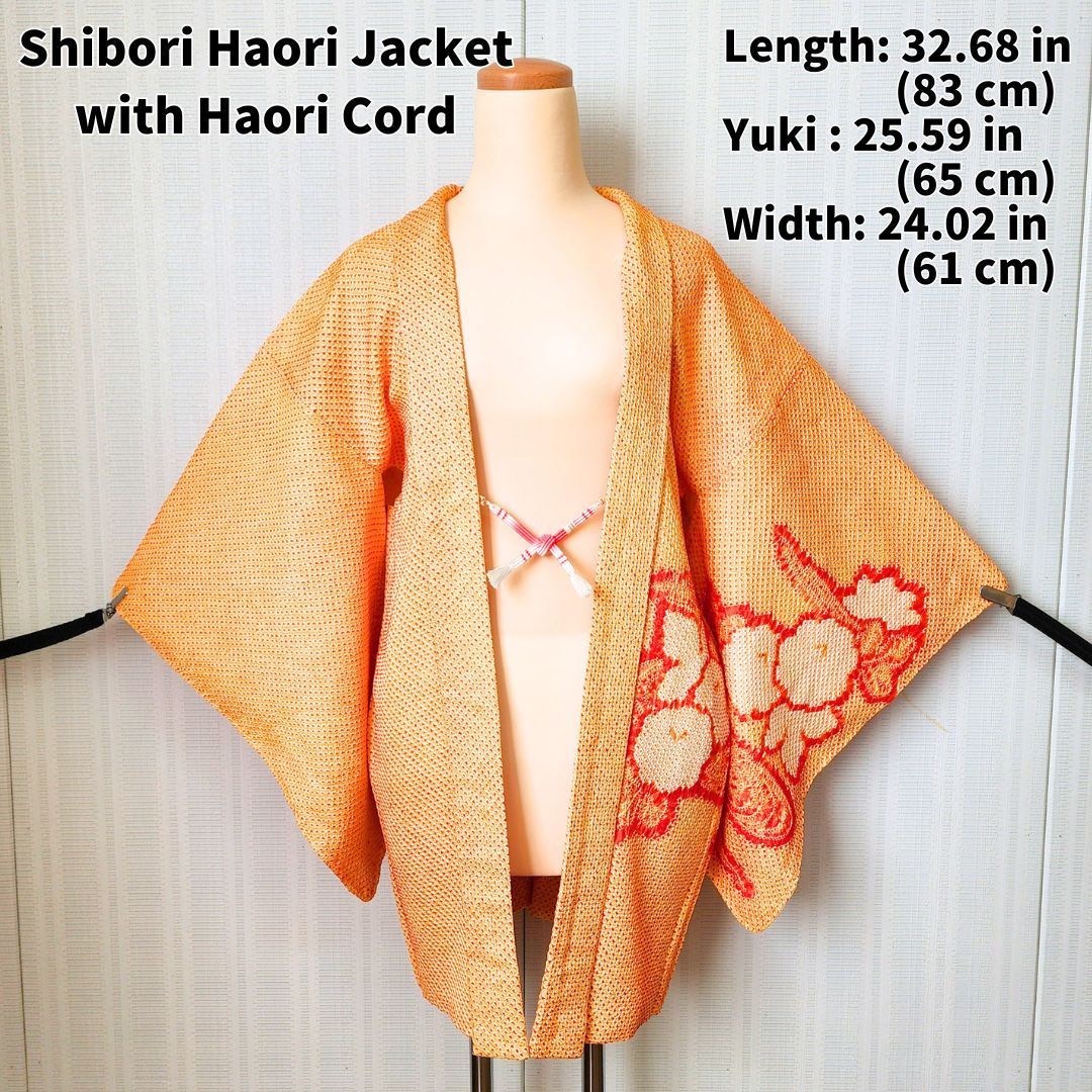 オレンジの花柄羽織り 楽天市場】【Prices down3】【中古品】羽織 「オレンジ 花」 正絹 総