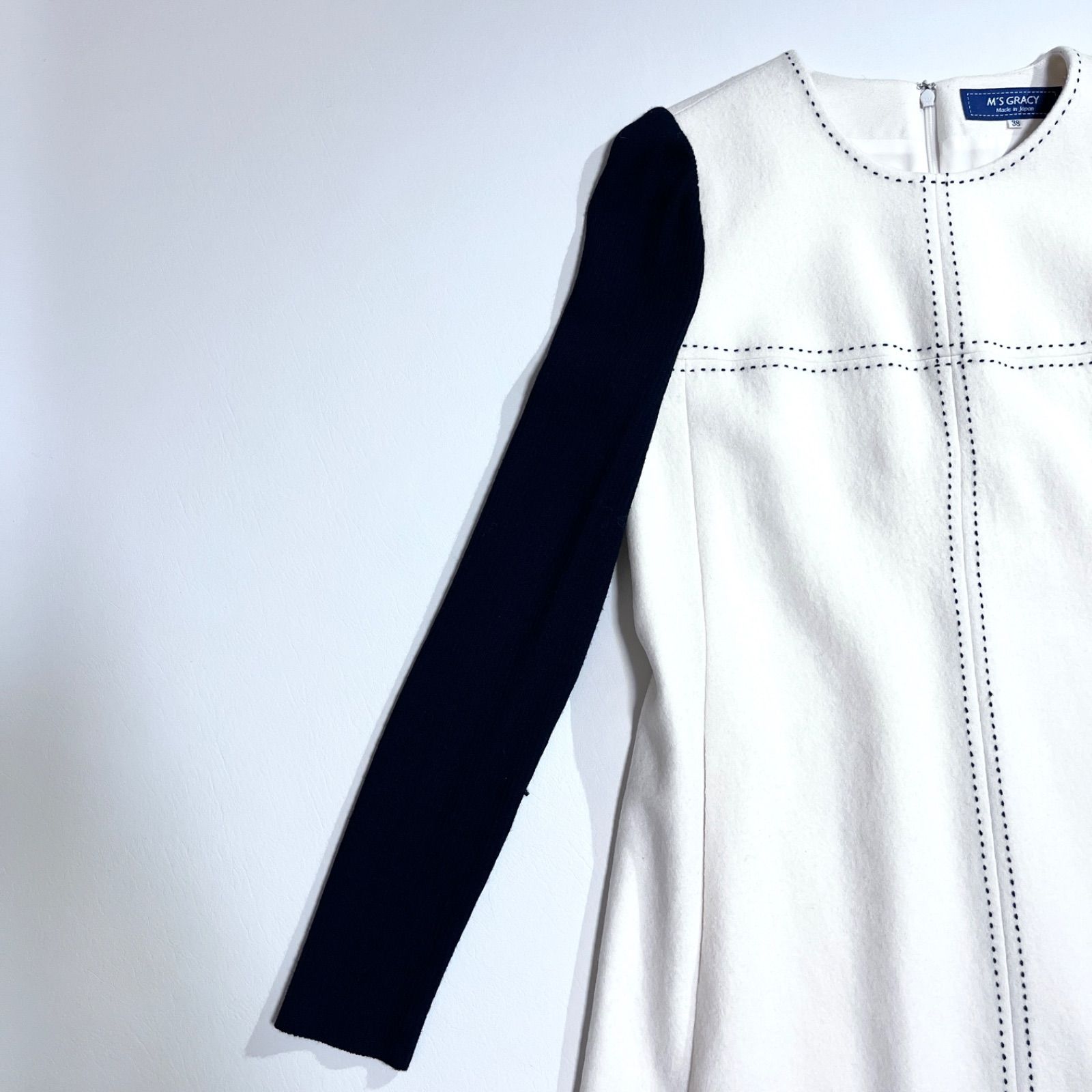 cZ36 M'S GRACY ステッチ ワンピース ウール 毛 ロングワンピース A