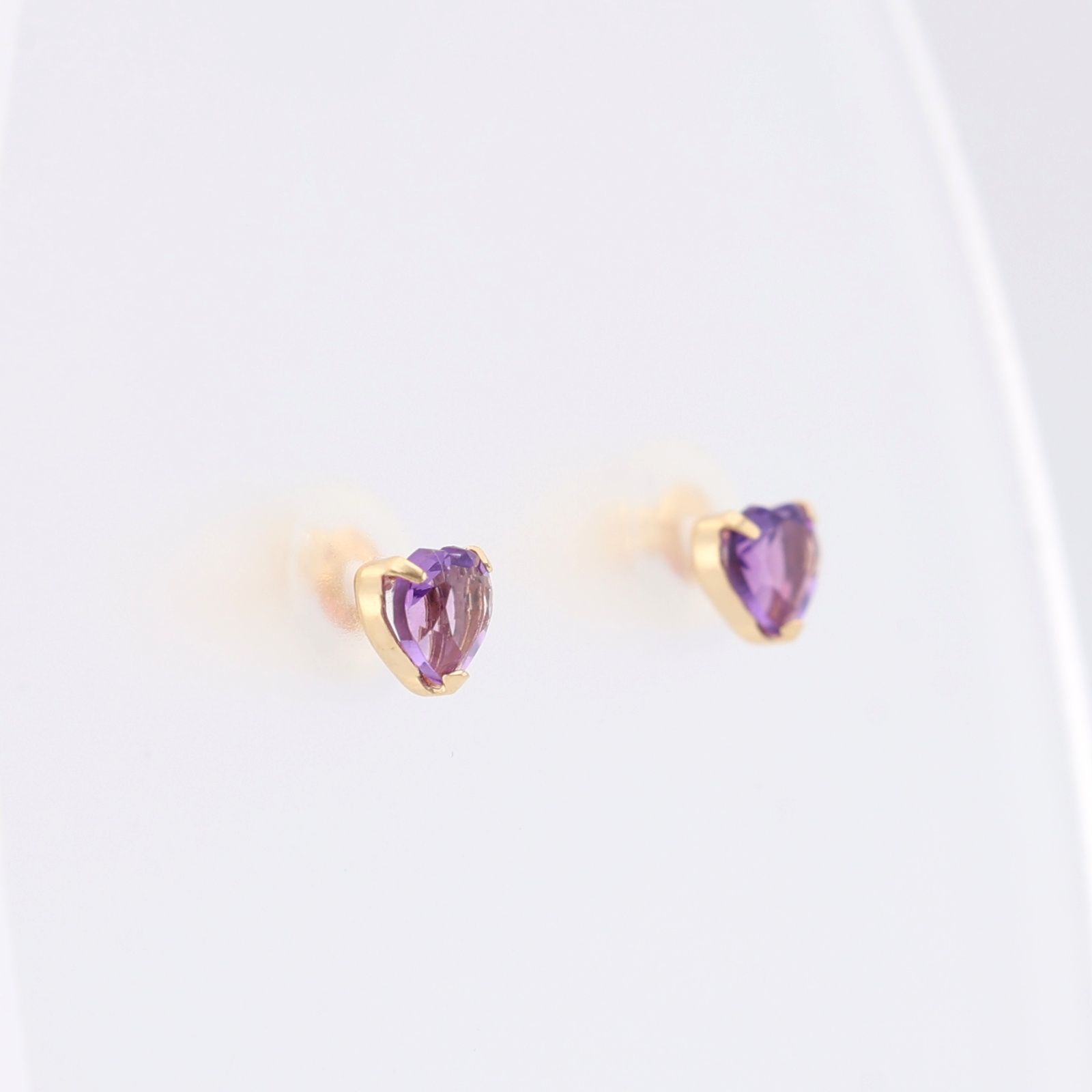  定価14 720円 K 18 ゴールド アメシスト 0.38 ct セット ピアス ジュエリー ハートカット スタッドタイプ プチ ワンポイント リボンケース付き ピアス(両耳用) アクセサリー