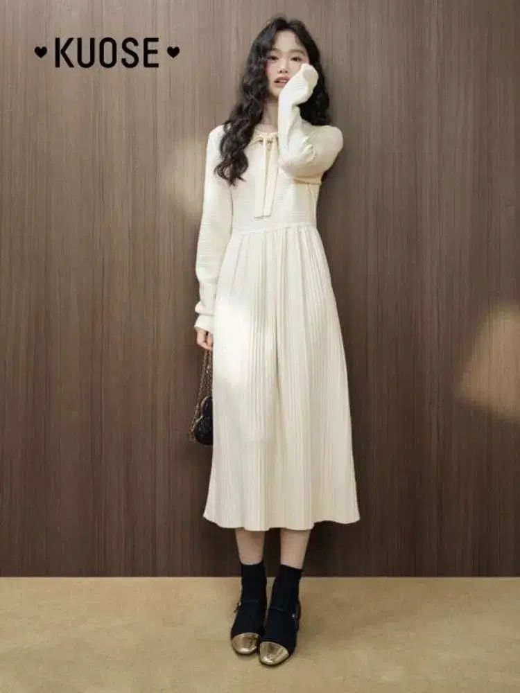 KUOSE クオセ ONE PIECE ニット Long リー リボン ドレス