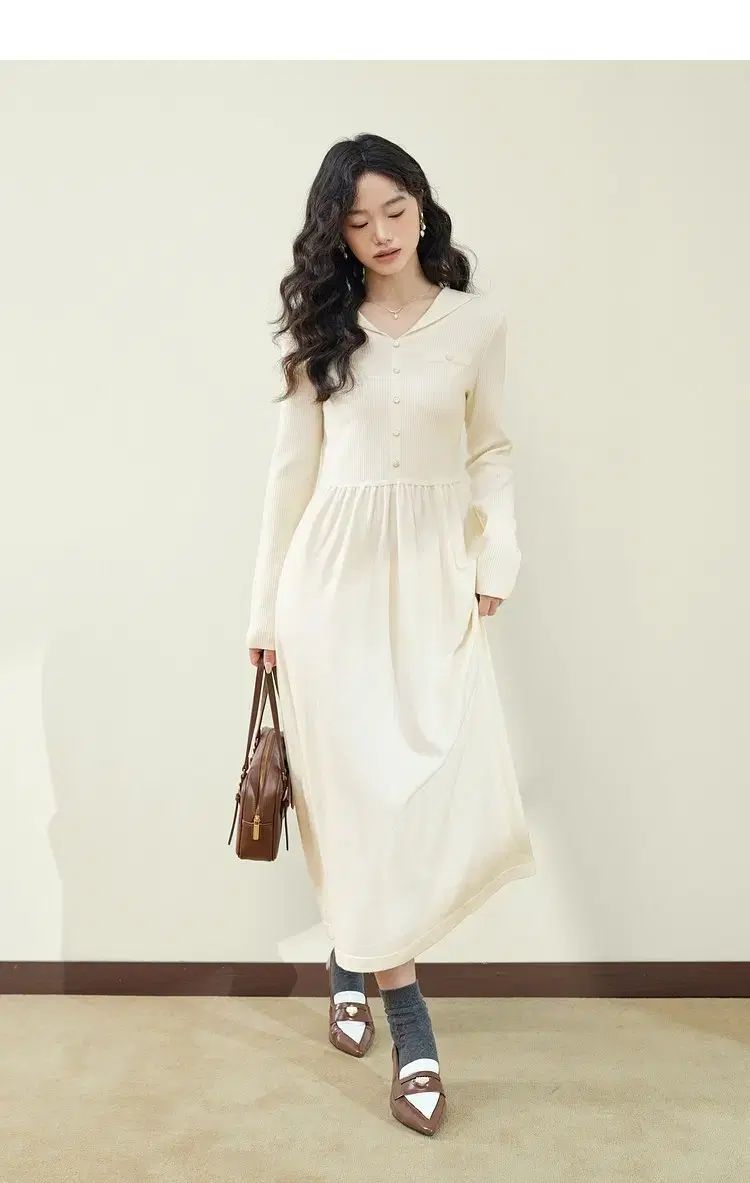 KUOSE クオーセ ONE PIECE フード ニット 長袖 ドレス