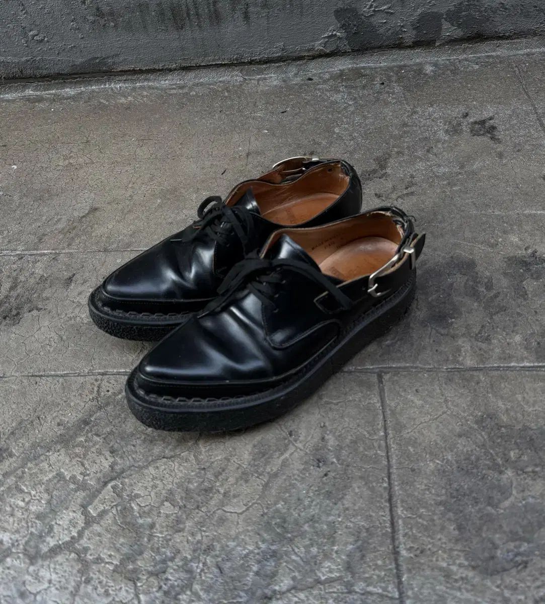 コム デ ギャルソン x ジョージコックス サイド ベルト ラバーソール シューズ