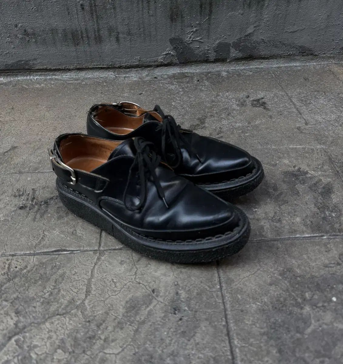 コム デ ギャルソン x ジョージコックス サイド ベルト ラバーソール シューズ