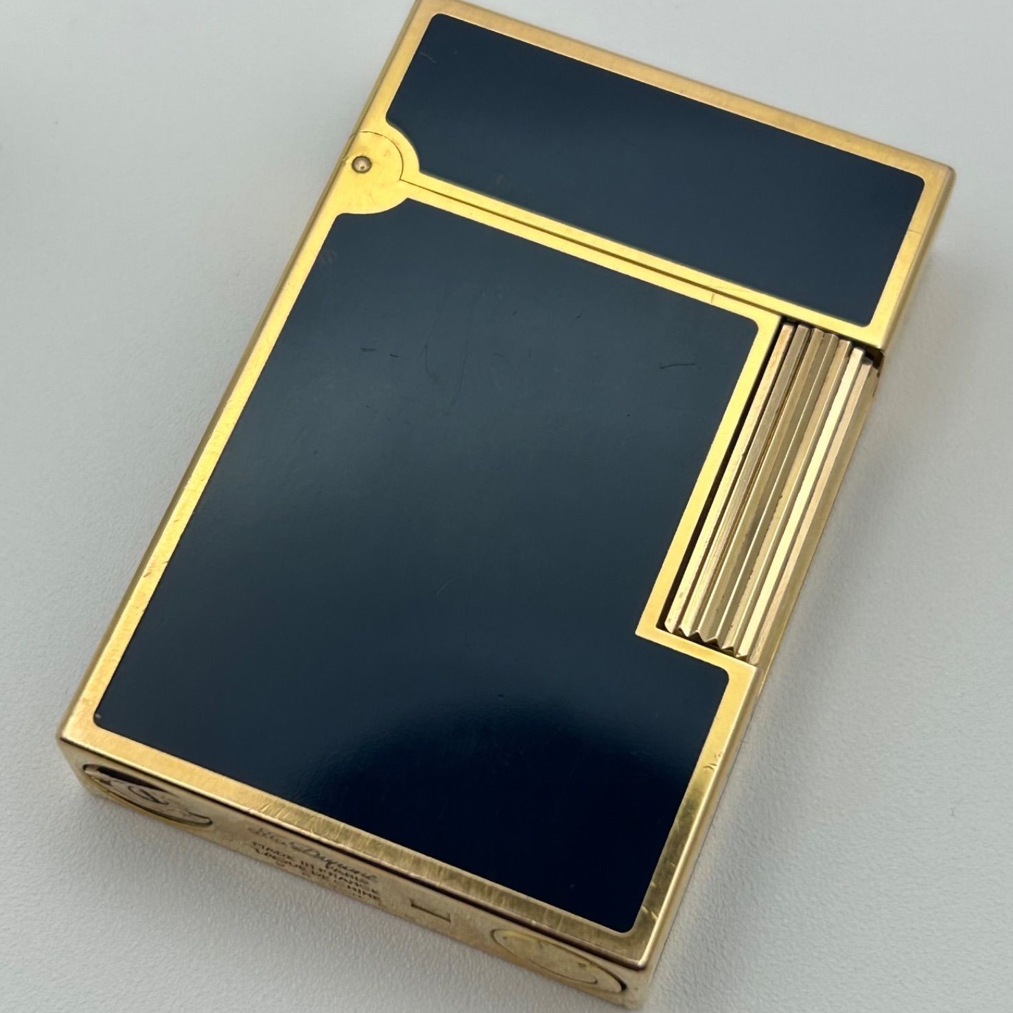 デュポン S.T.Dupont LIGNE 2 ライン2 モンパルナス ローラーガスライター ネイビーブルー イエローゴールド