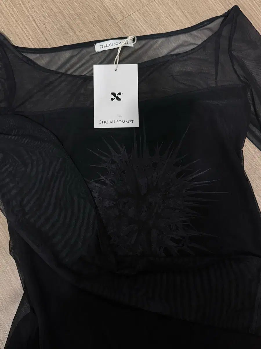 エトオソメ ハート ロゴ レイヤード シースルー Tシャツ ブラック