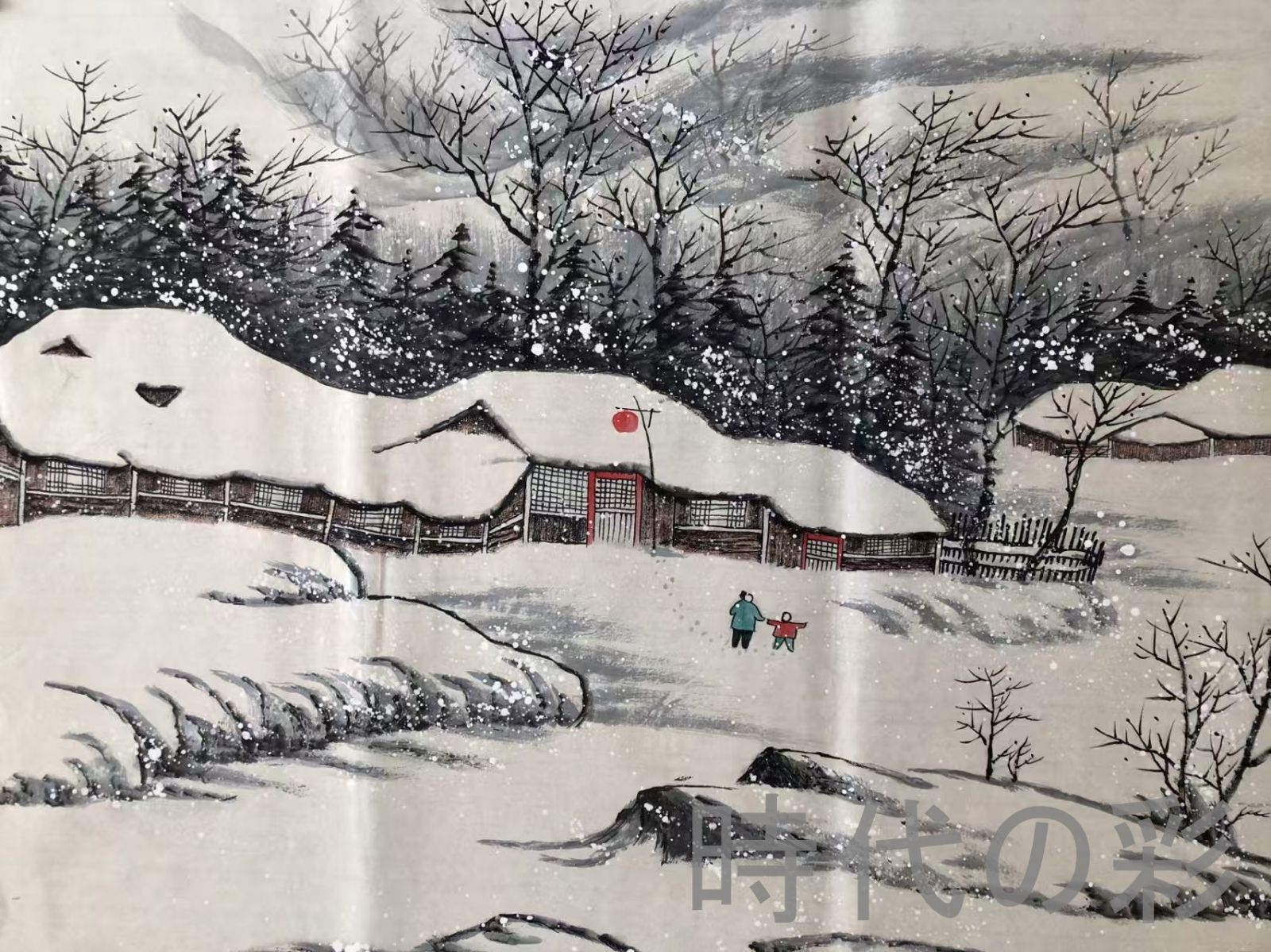 中国古美術 近代書画 呉冠中款 風景画 六尺横幅 宣紙 肉筆 純手描き 画芯 バナー 書画 骨董 收藏品