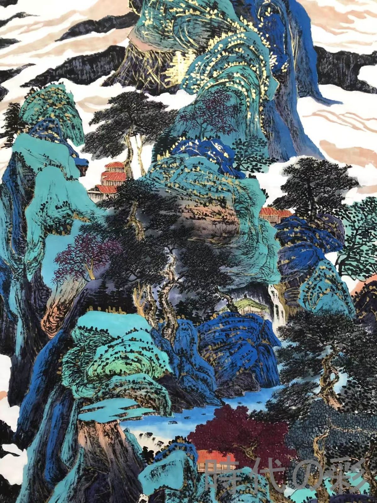 中国古美術 近代書画 張大千款 山水画 宣紙 肉筆 純手描き 四尺竪幅