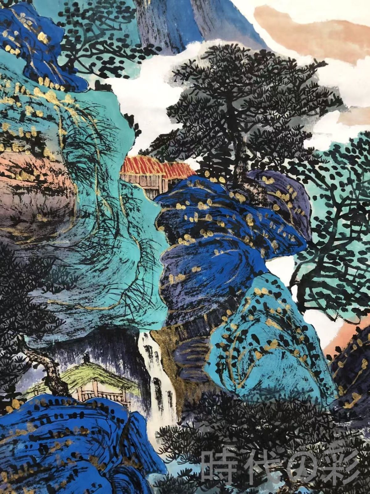 中国古美術 近代書画 張大千款 山水画 宣紙 肉筆 純手描き 四尺竪幅