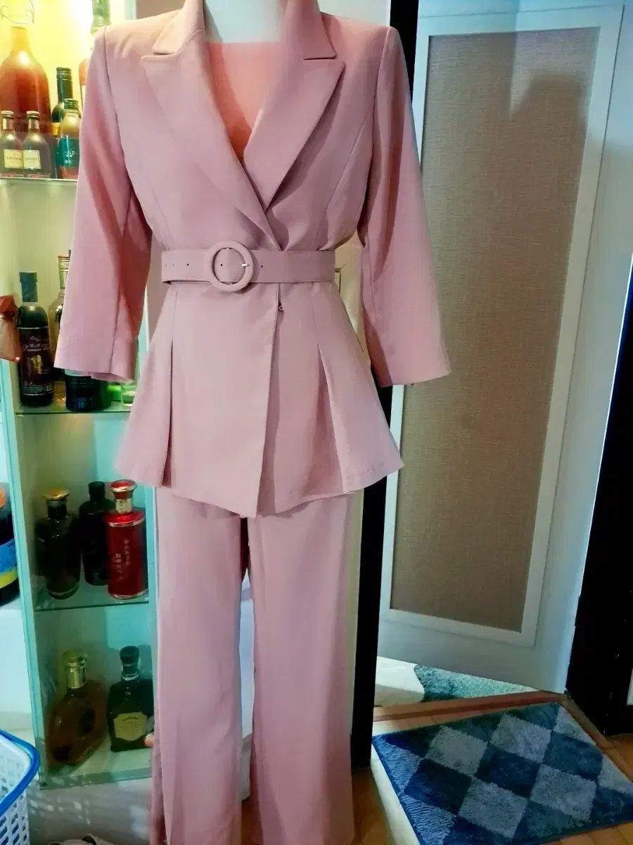 ピンク ベルト ジャケット ワイドパンツ セット SET