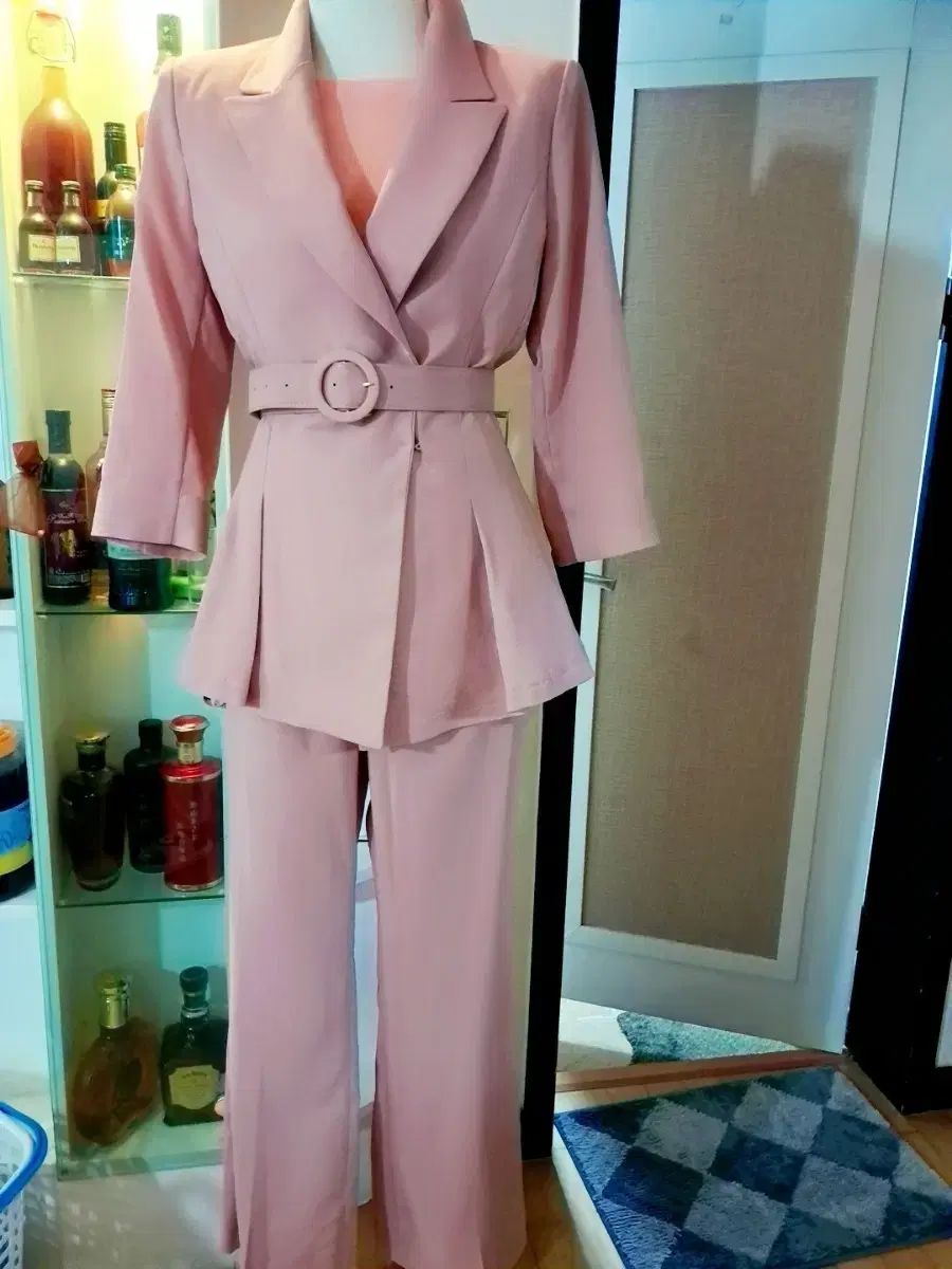 ピンク ベルト ジャケット ワイドパンツ セット SET