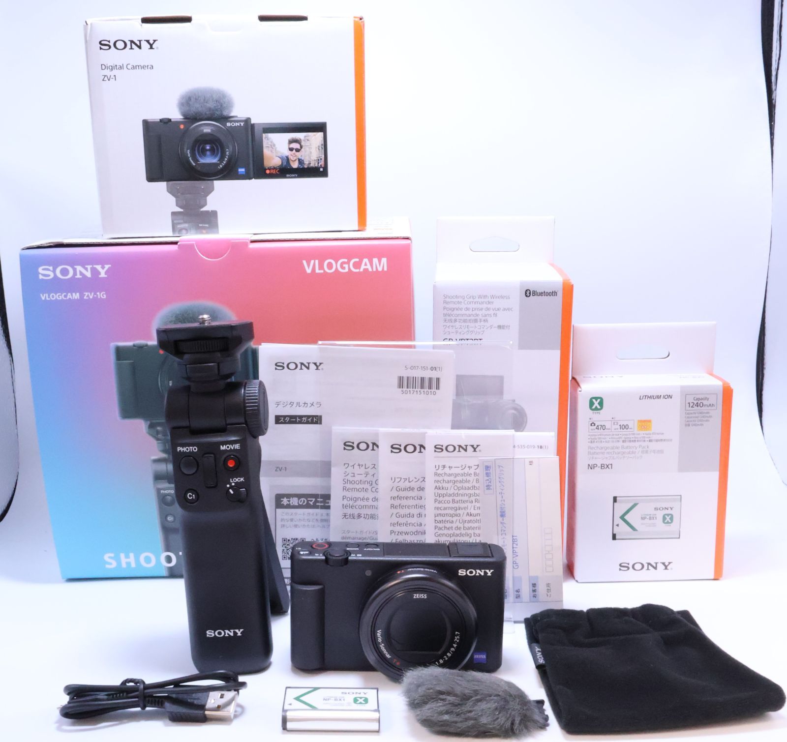 SONY ZV-1 シューティンググリップキット 同梱グリップ GP-VPT 2 BTブラック バッテリーパック ウィンドスクリーン付属 コンパクトデジタルカメラ VLOGCAM Vlog用カメラ