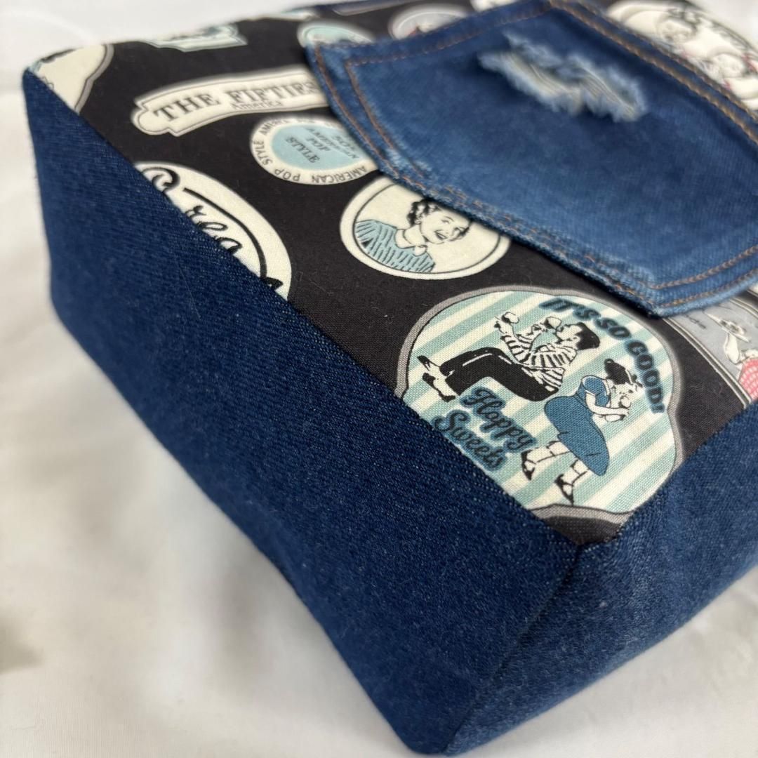 デニムリメイク☆巾着型チャーム☆アメリカンレトロ☆5個セット デニムリメイク☆巾着型チャーム☆アメリカンレトロ☆5個セット