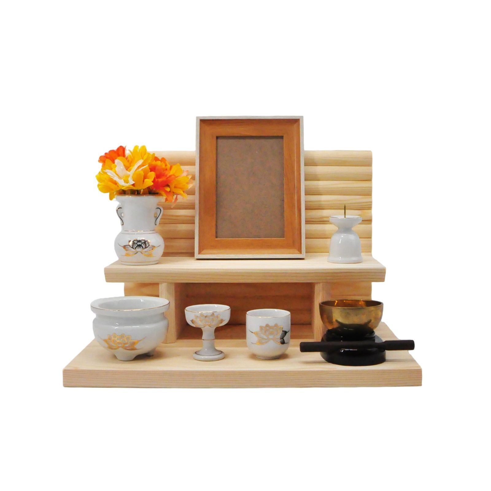 数量 ナチュラル色 メモリアルステージ プリント貼り 仏壇 突き板貼り 手元供養 日本 オープン型 仏壇E型