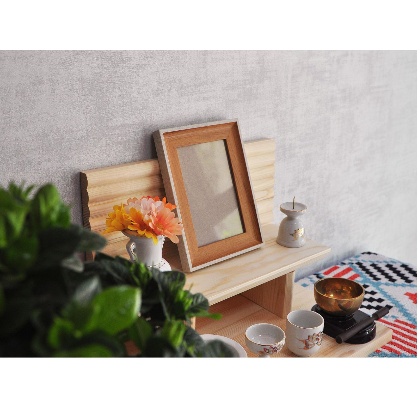 数量 ナチュラル色 メモリアルステージ プリント貼り 仏壇 突き板貼り 手元供養 日本 オープン型 仏壇E型