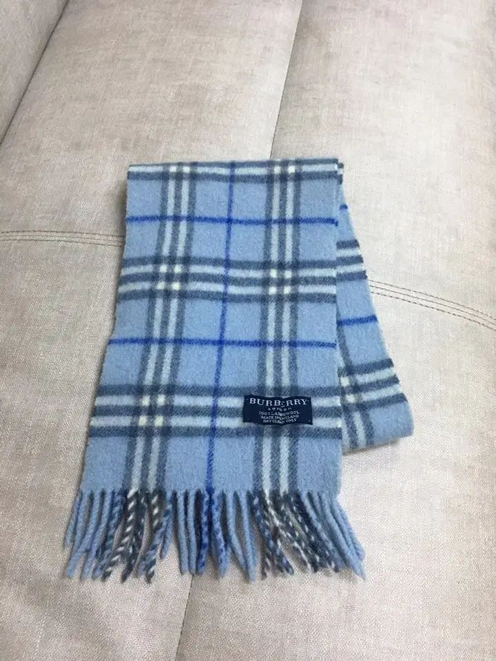 BURBERRY バーバリー ブルー CHECK ラムウール マフラー