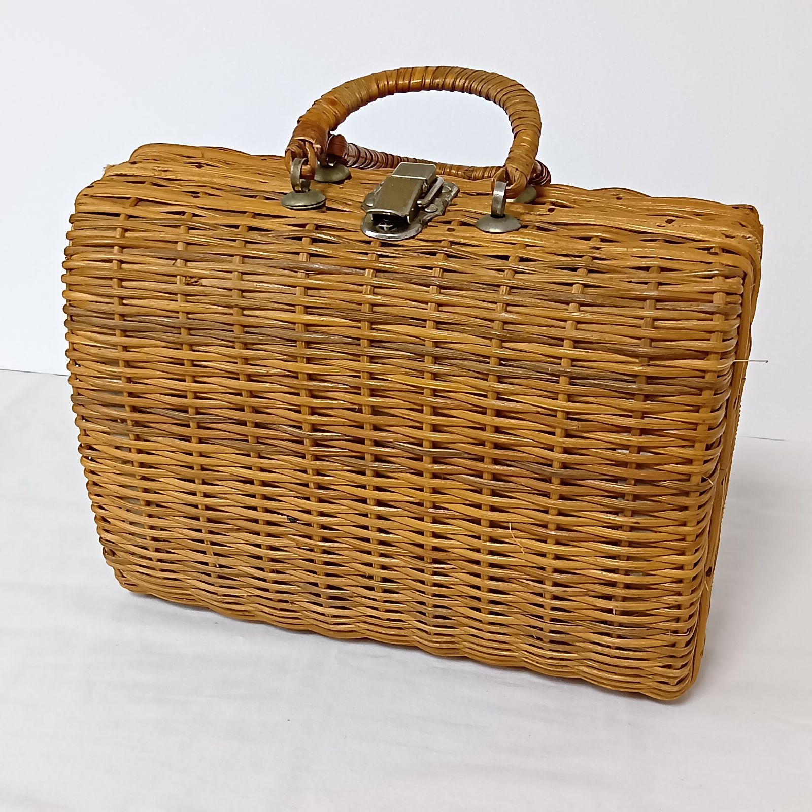 昭和レトロ ピクニックバスケット バスケットバッグ - メルカリ