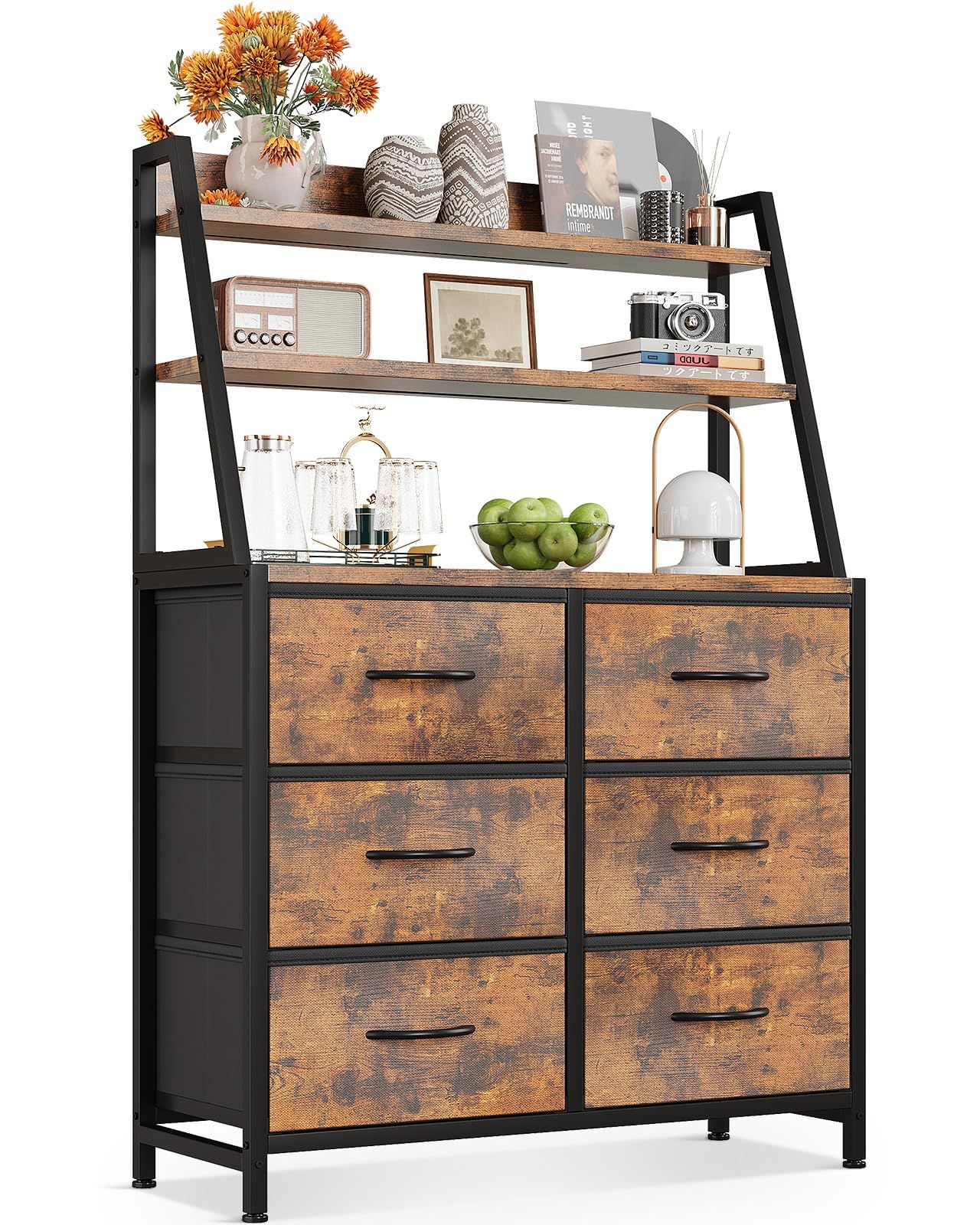 新品 AODK 棚 収納 ラック付きチェスト タンス 大容量 幅80×奥行き30