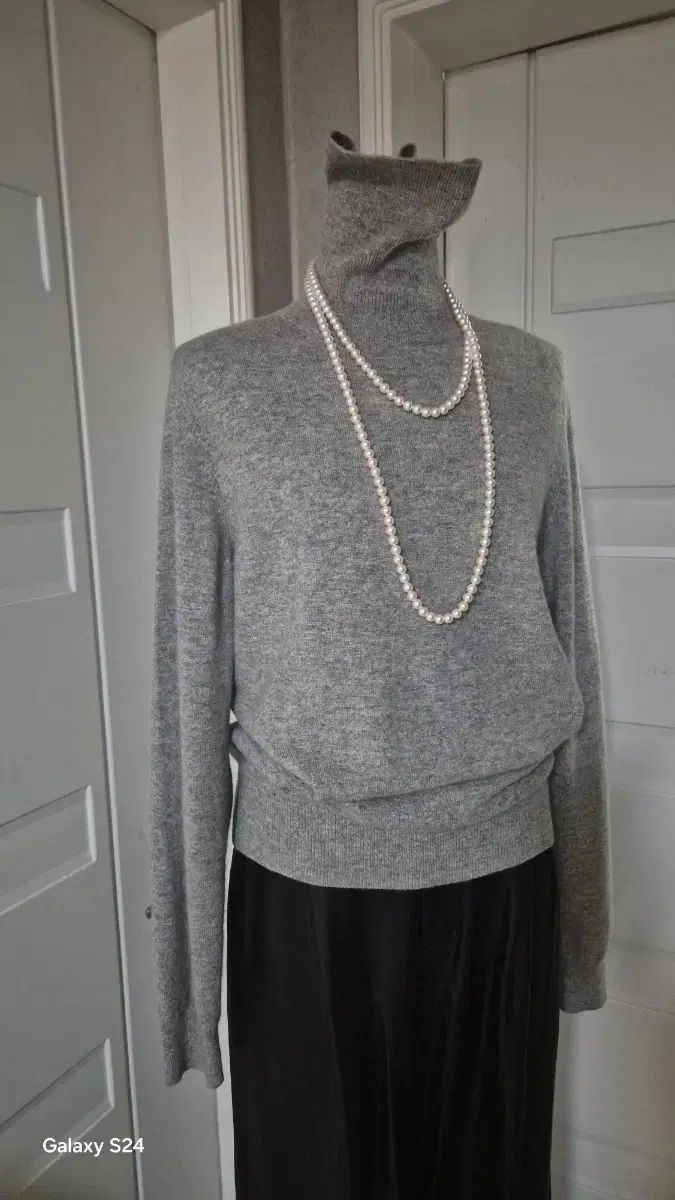  グレー カシミア 100 タートルネック ニット 長袖 ニット セーター