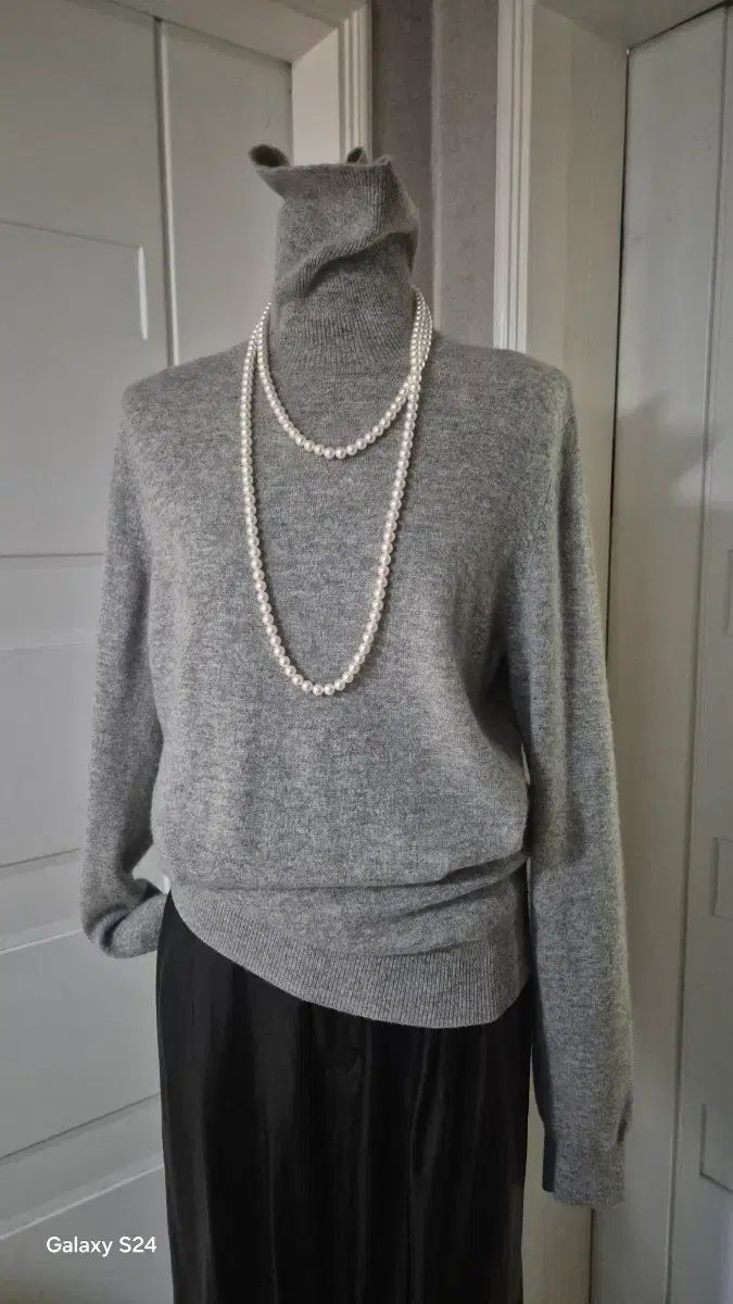 グレー カシミア 100 タートルネック ニット