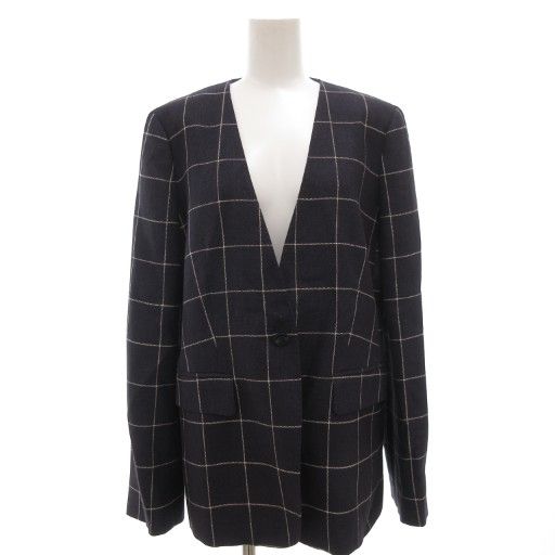 マックスマーラ MAX MARA 白タグ ノーカラー ジャケット チェック 格子