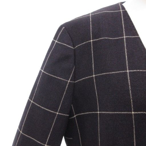 マックスマーラ MAX MARA 白タグ ノーカラー ジャケット チェック 格子
