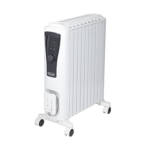 De Longhi デロンギ オイルヒーター ユニカルド 電気ヒーター ゼロ風暖房 節電 乾燥しにくい 表面温度約60℃ エコモード 安全プラグ 10-13畳 ピュアホワイト×ブラック デロンギファミリー登録で5年保証