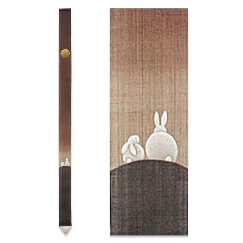 京都洛柿庵 細タペストリー 月うさぎ ルシエール ジャパン 約10 172 cm 麻生地 タペストリー 掛け軸 インテリア ディスプレイ 和モダン