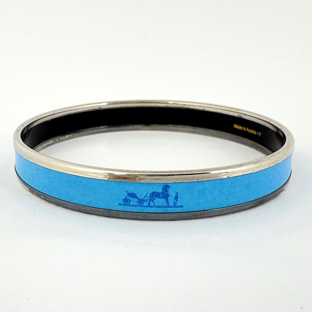 エルメス HERMES エマイユ PM 腕輪 七宝焼き バングル シルバーメッキ ブルー レディース
