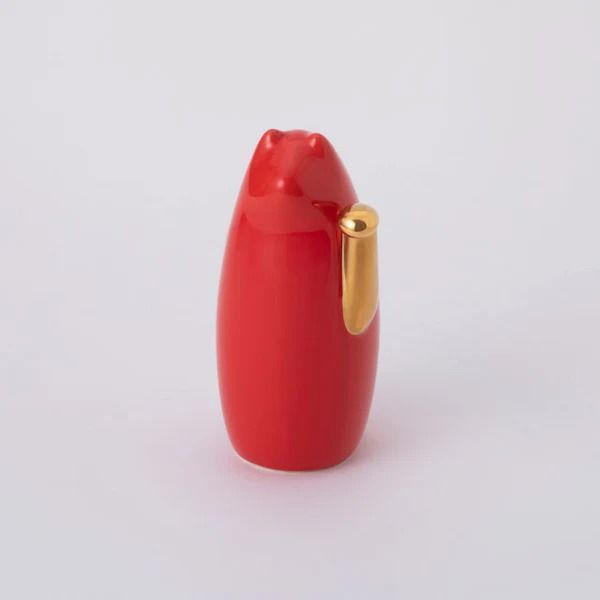 新品未使用 SETOMANEKI 中 赤 招き猫 赤 磁器 瀬戸焼 中外陶園 中川政