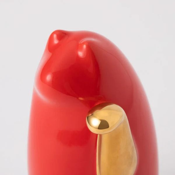 新品未使用 SETOMANEKI 中 赤 招き猫 赤 磁器 瀬戸焼 中外陶園 中川政