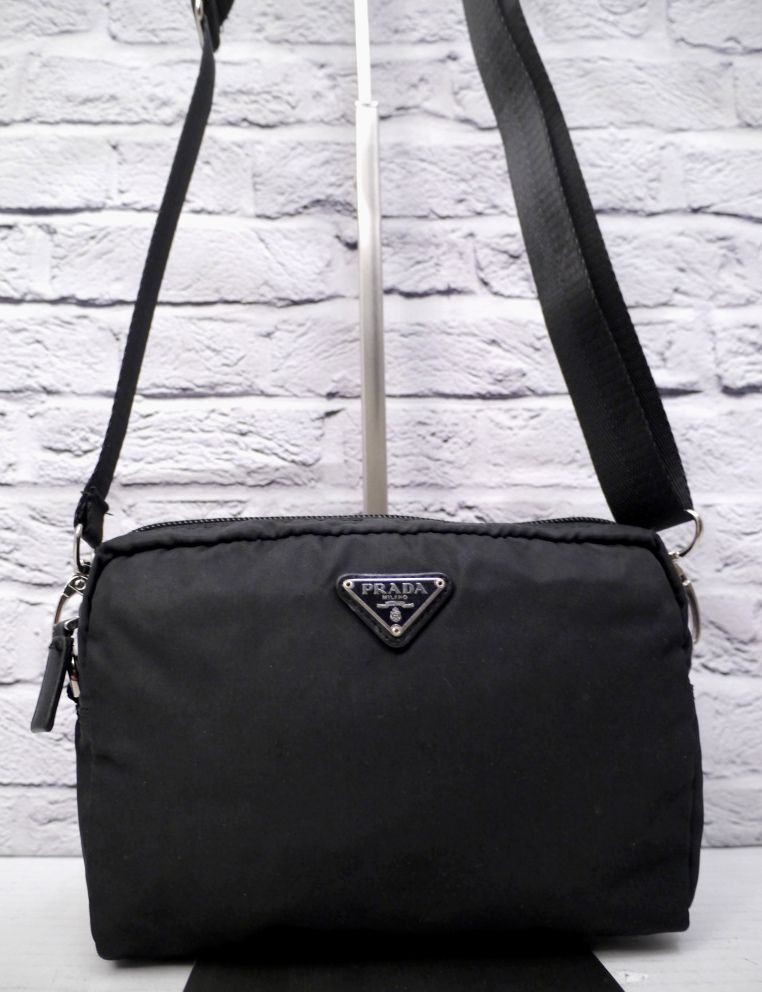 美品◇ PRADA プラダ ユニセックス ナイロンxレザー クロスボディ