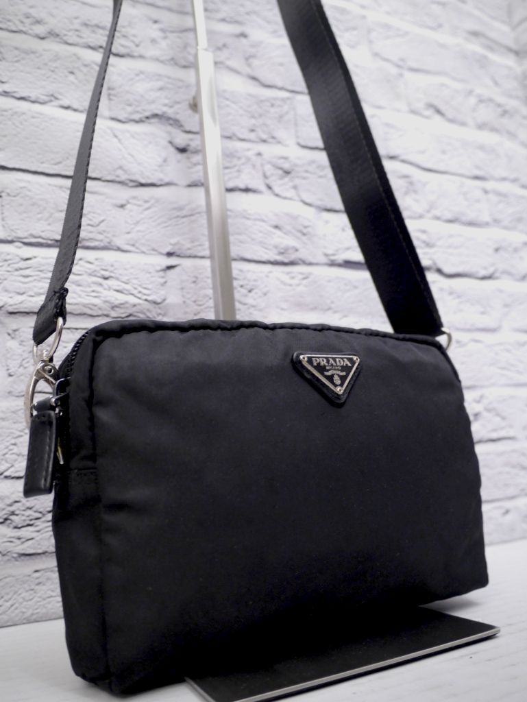 美品◇ PRADA プラダ ユニセックス ナイロンxレザー クロスボディ