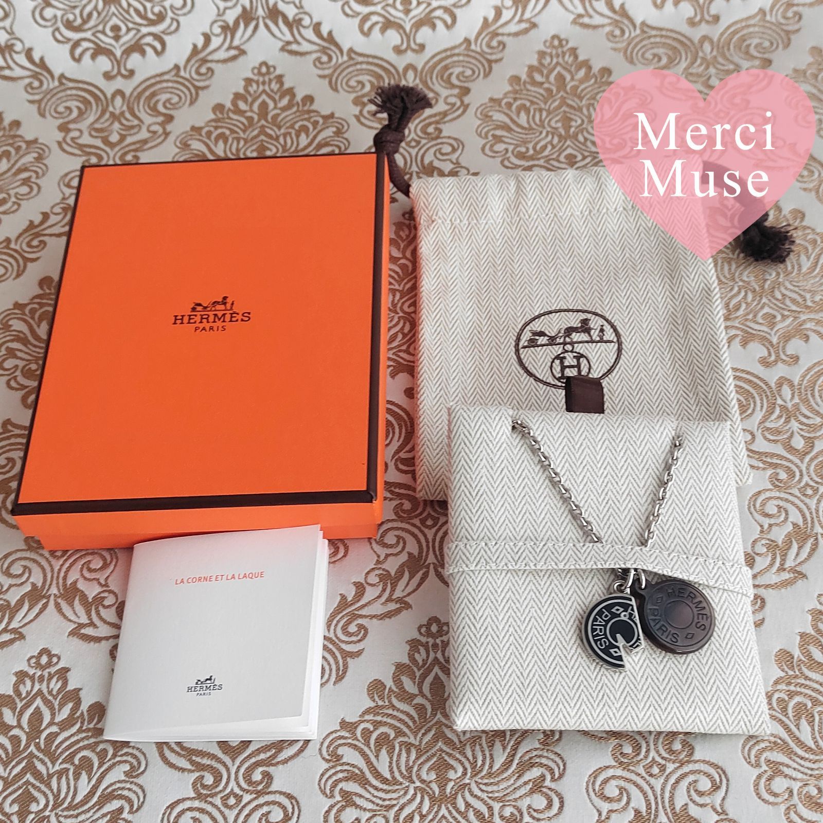 ❤未使用品❤カルーゼルネックレス ブルーランｘシルバー金具 エルメス ❤未使用品❤カルーゼルネックレス ノワールxシルバー金具 エルメス