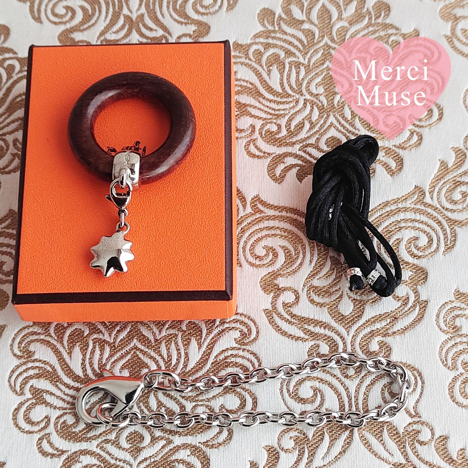 ❤お得なお品❤星を巡る旅展限定ウッドスカーフリング ブラウンx