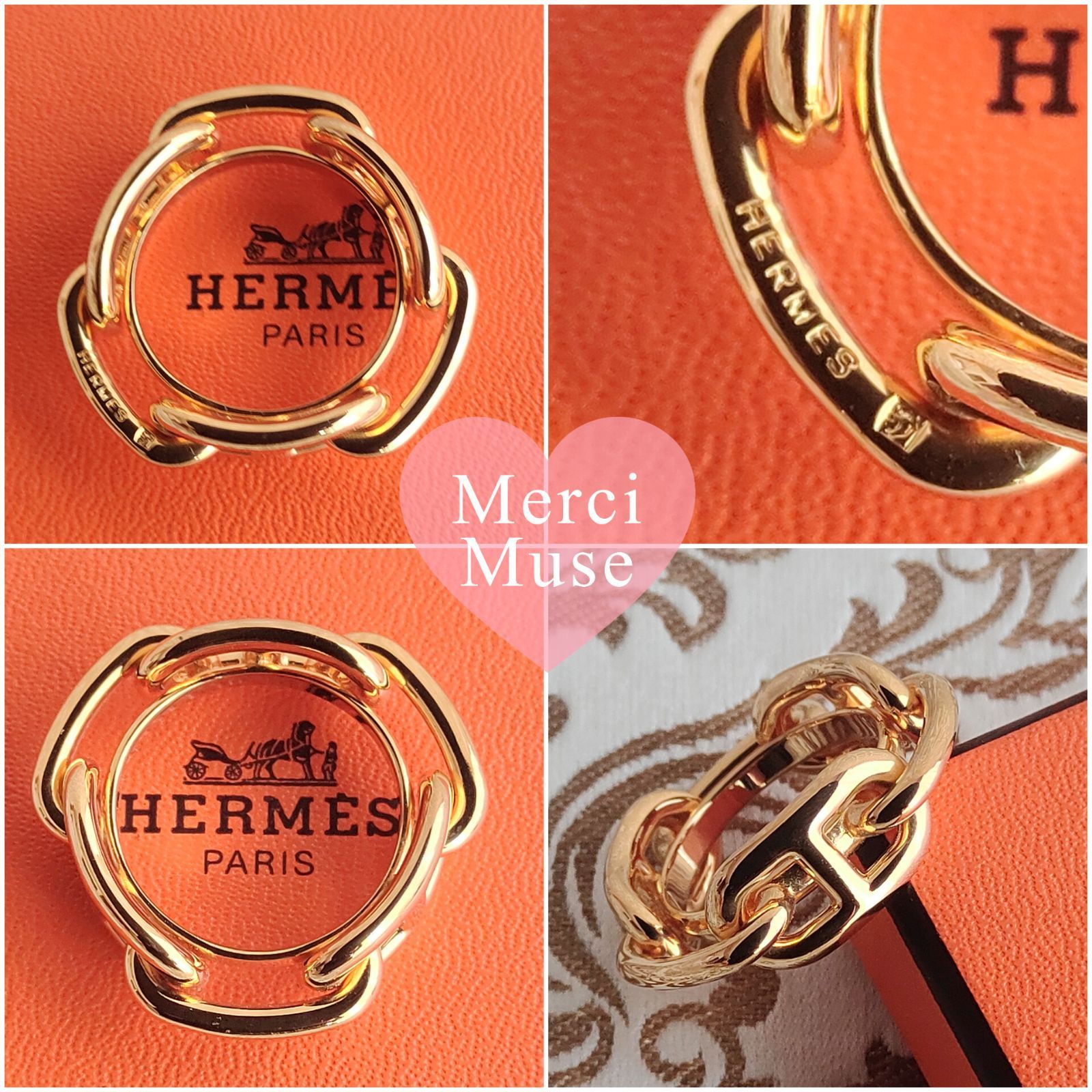 ❤お得なお品❤スカーフリング カリヌ ゴールド金具 エルメス ネックレスにも ❤お得なお品❤スカーフリング シェーヌダンクル ゴールド金具