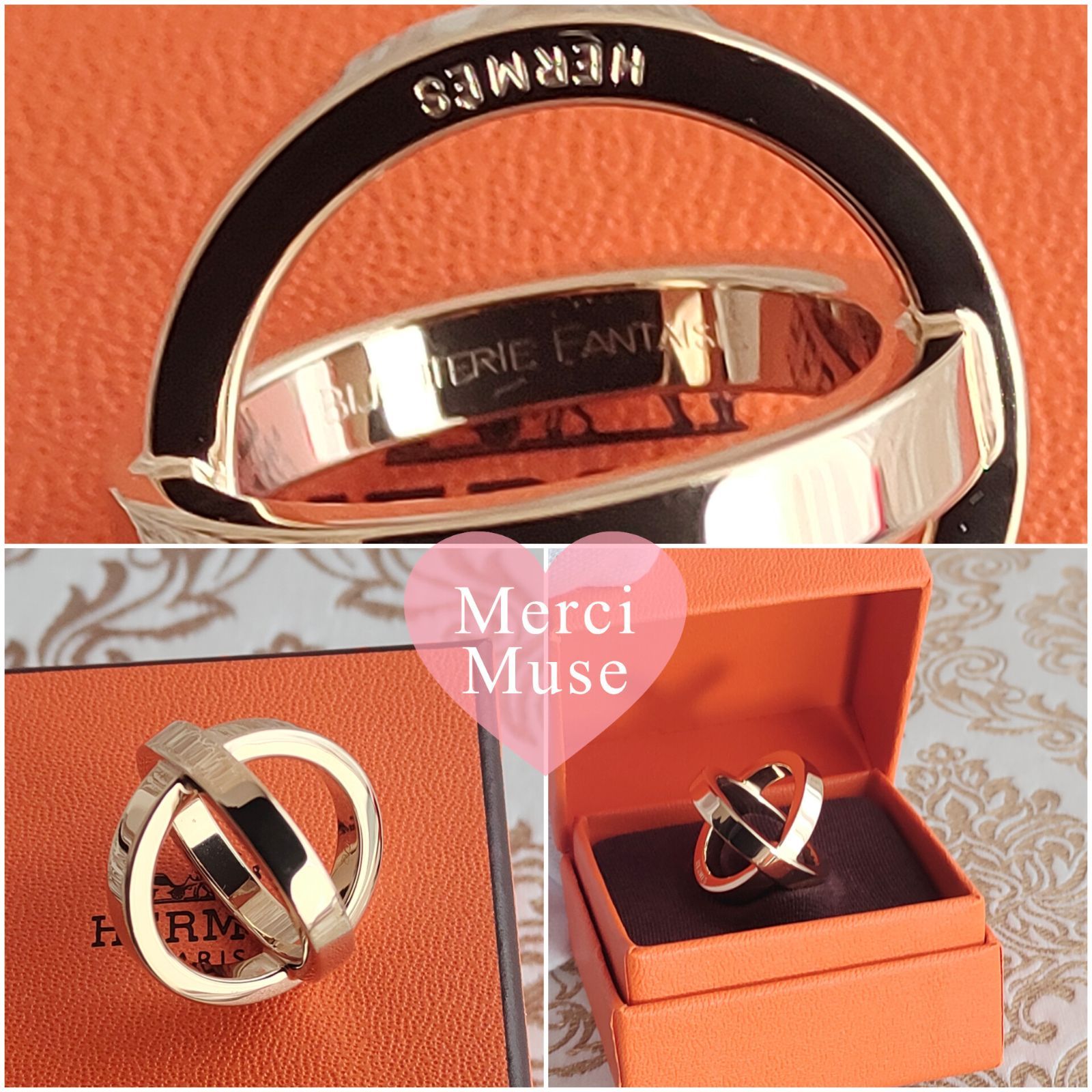 ❤活躍アイテムプレゼント❤スカーフリング コスモス Ｇ金具 エルメス 箱付き ❤お得なお品❤スカーフリング コスモス ゴールド金具 エルメス