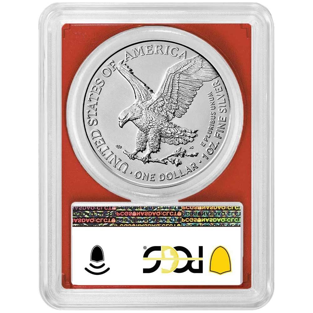 2021 W 1 Type 2 American Silver Eagle PCGS MS 70 FS Blue Label Red Frame