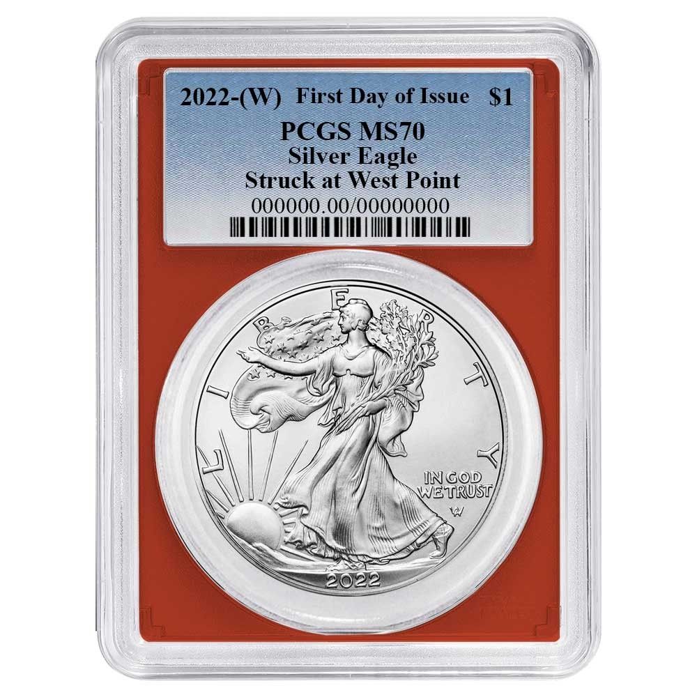2025 W 1 American Silver Eagle PCGS MS 70 FDOI Blue Label Red Frame