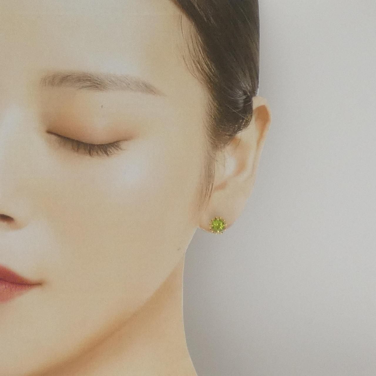  K 18 YG ペリドット ピアス 1.80 CT イヤリング アクセサリー