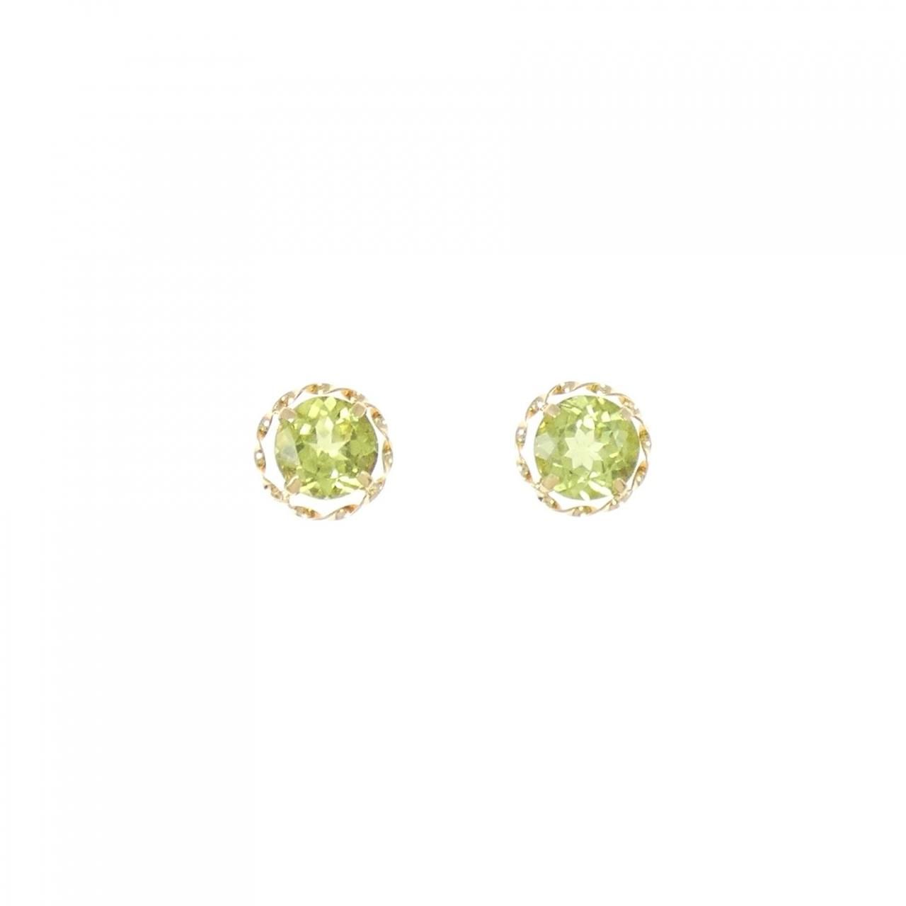 K 18 YG ペリドット ピアス 1.80 CT