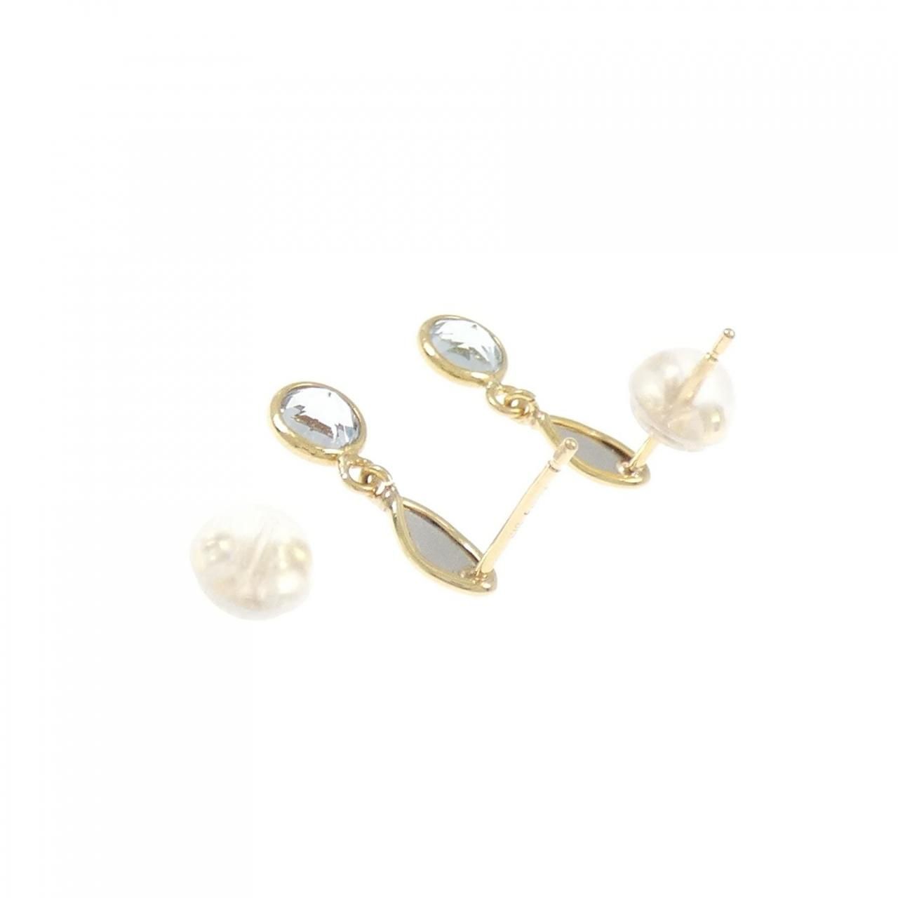  K 18 YG PT 850 アクアマリン ピアス イヤリング アクセサリー