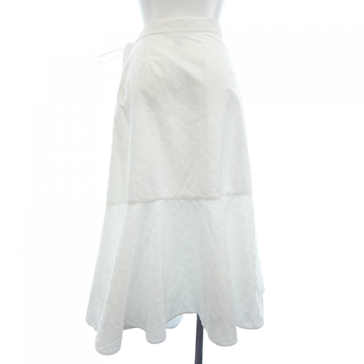 新品未使用　LOUIS VUITTON ホワイト スカート L ルイヴィトン LOUIS VUITTON モノグラムレリーフフラウンスラップ