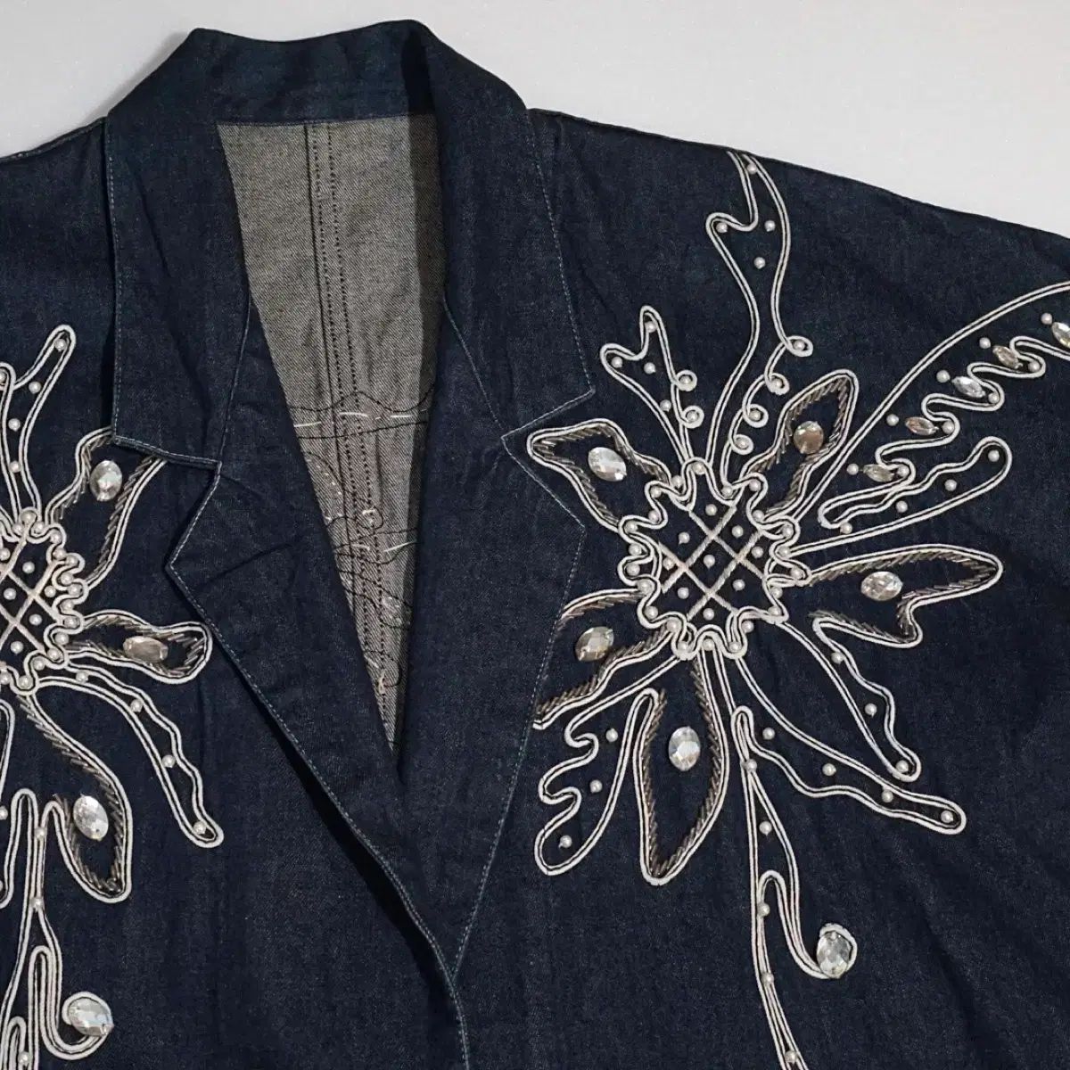 ヴィンテージ デニム エンブロイダリー ビーズ ジャケット