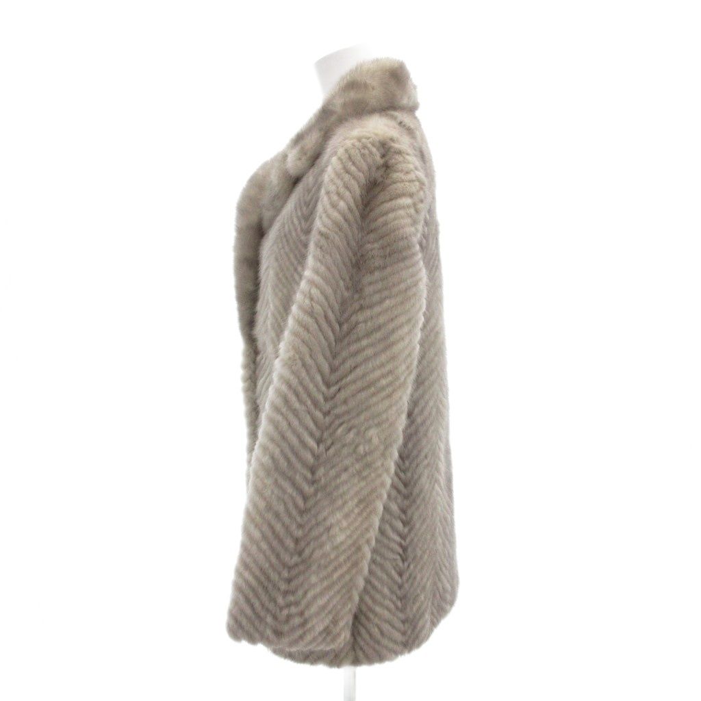 ノーブランド サファイアミンク ファー コート 9 毛皮 シェブロン