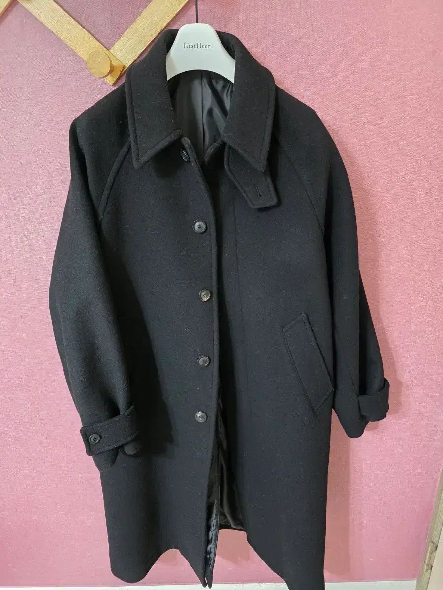 Sサイズ ベランディ カシミア ブレンド バルマカーン コート ブラック