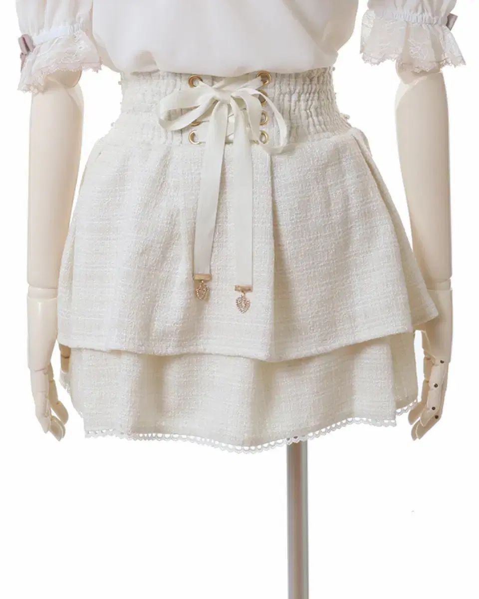 リズリサ ビジュー リボン スカート 白 量産型 地雷系 スナ系