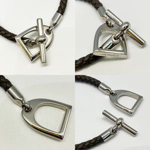  エルメス ブレスレット エトリエ メタル レザー シルバー グレー HERMES Aランク ブレスレット アクセサリー