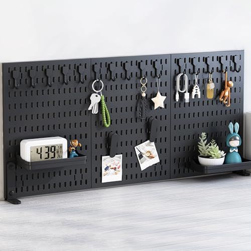 ペグボード デスクパネル 卓上有孔ボード クランプ式 小物収納棚 有孔ボード 小物雑品収納ラック 飾り物整理棚 書類整理 大容量 黒 パック