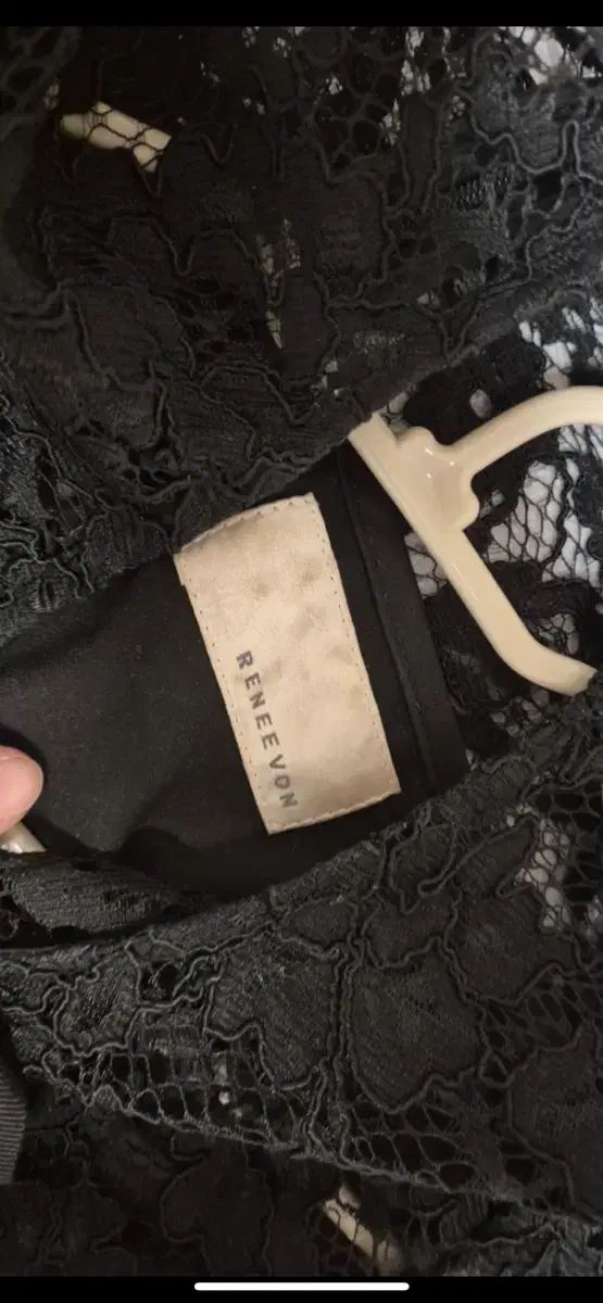  RENEEVON ブラック レイ レース リー ONE PIECE 長袖 七分袖 ひざ丈ワンピース